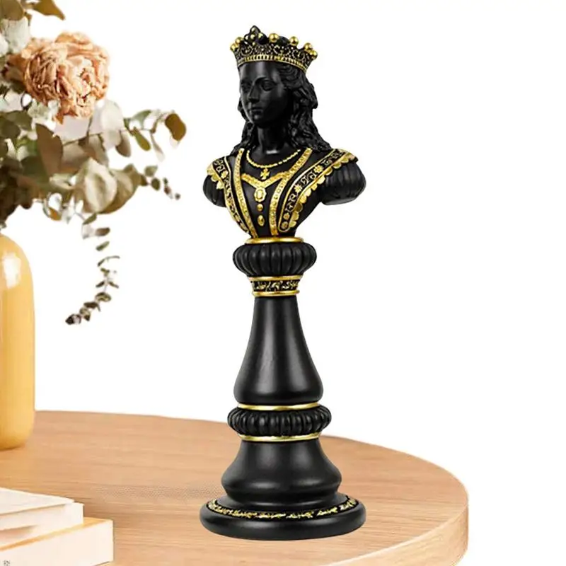 

1pc Chess Statue Black&White Resin Game Figure Sculpture Home Office Study Decoration Piece Ornament