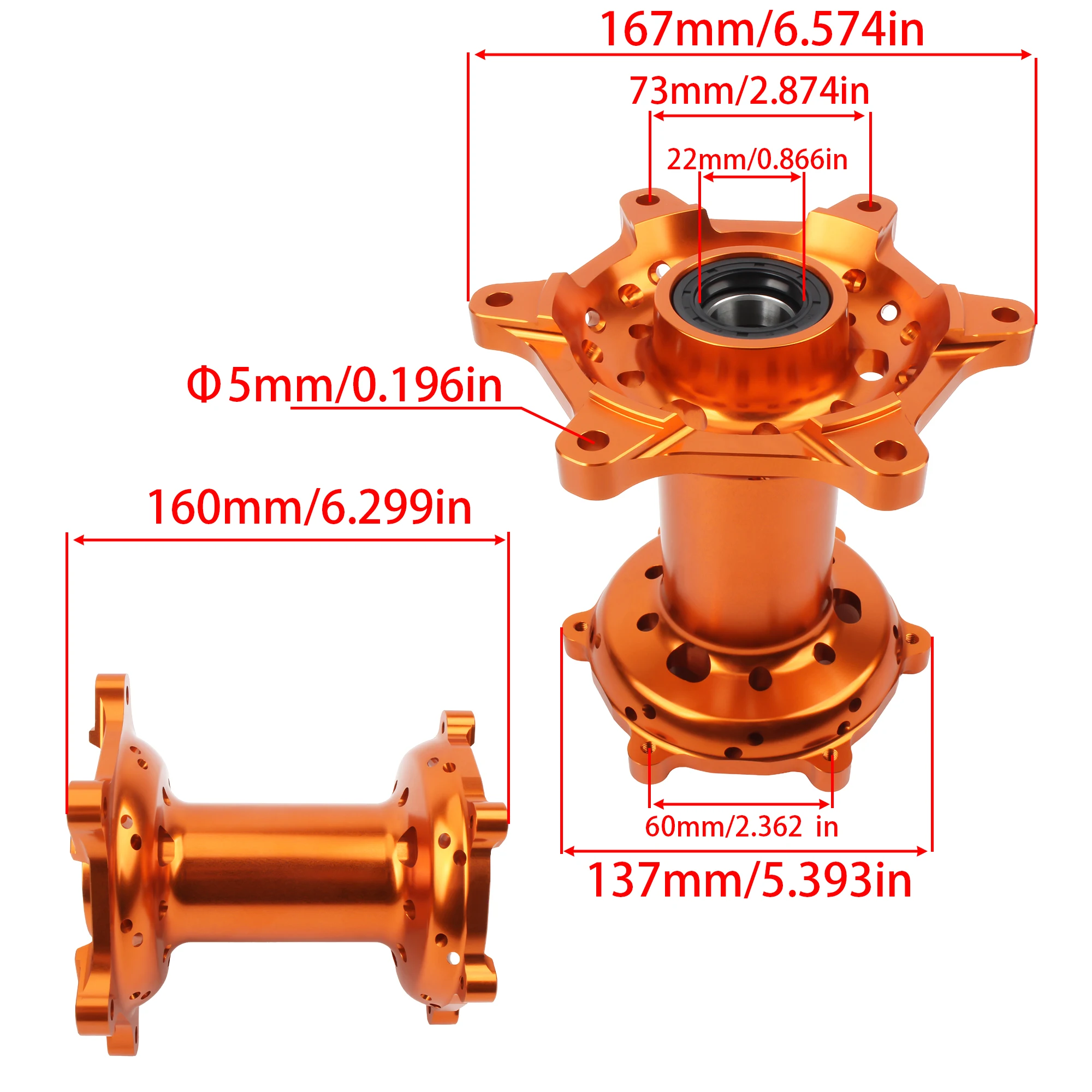 Фото Ступица колеса с 36 отверстиями для мотоцикла KTM SX SXF XC XCF EXC EXCF XCW XCFW 450SMR 125-530 2003-2023 Ступица переднего и заднего колеса для мотокросса №2