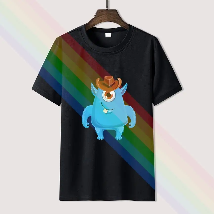 

Funny Monsters Classic Retro Casual T Shirt Men's Summer Black 100% Cotton Short Sleeves O-Neck Tee Shirts Tops Tee Unisex