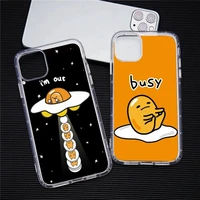 cute cartoon gudetama phone case transparent for iphone 13 12 11 pro max mini xs max 8 7 plus x se 2020 xr cover