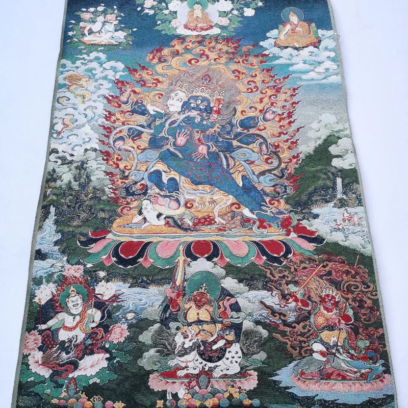 Тибетский вышитый шелковый ковер буддистского танка "Ваджрапани Чана Дордже" размером 36 дюймов для медитации и украшения дома.
