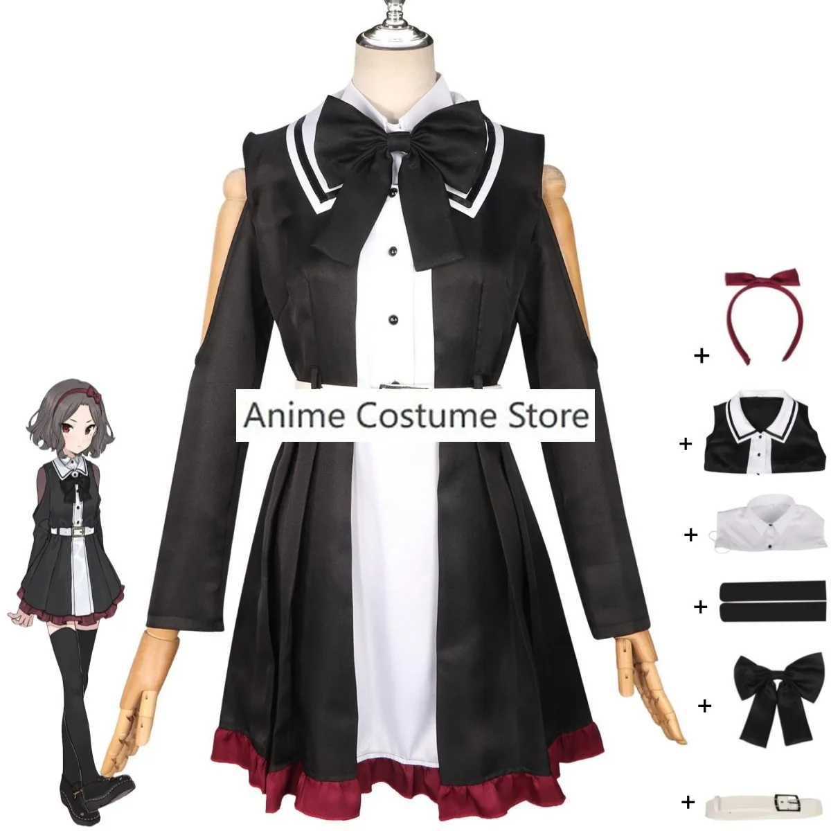 Женский костюм для косплея из аниме группы CRY Tomo Ebizuka черное платье без бретелек