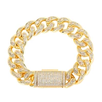 miami 16mm cuban link mens iced out gold silver color cz bracelets cubic zirconia bracelets for women hiphop jewelry