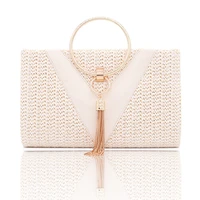 2022 summer fashion braided clutch bags woman handbag straw designer white beach handbags banquet party chain shoulder bags