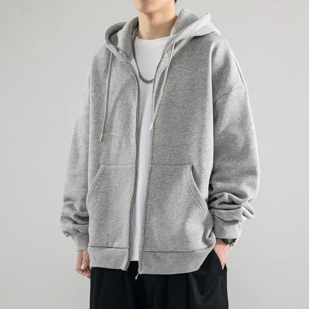 

Men Coat Stylish Men's Cozy Hooded Coat Solid Color Zipper Outerwear for Autumn Winter Winter Hoodie