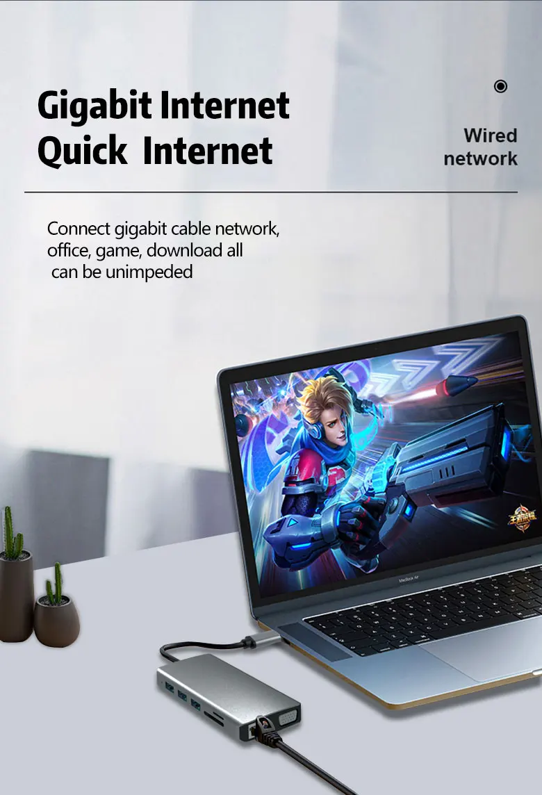 USB-концентратор 12 в 1 с портом USB Type-C на два порта HDMI 4K VGA Rj45 SD TF-карты 3 5 мм аудио PD