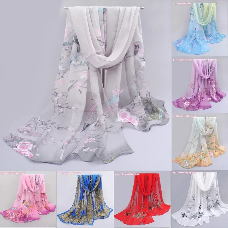 

Ladies Girls Elegant Balinese Sunscreen Scarf Voile Spring Autumn Women Fashion Casual Soft Floral Print Long Large Scarf Hot
