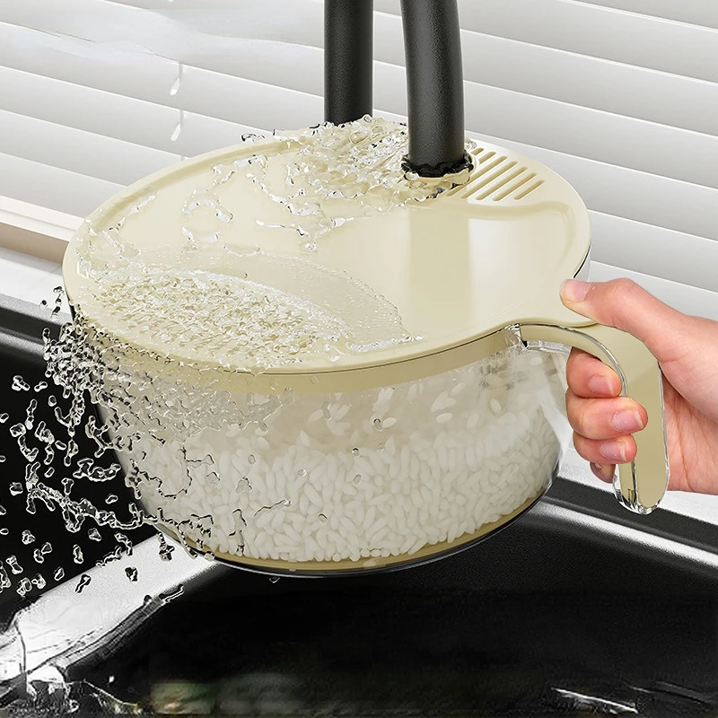 

Multifunctional Rice Washing Drainage Basket Kitchen Vegetable Washing Basin Filtering Water Vegetable Drainage Storage Basket