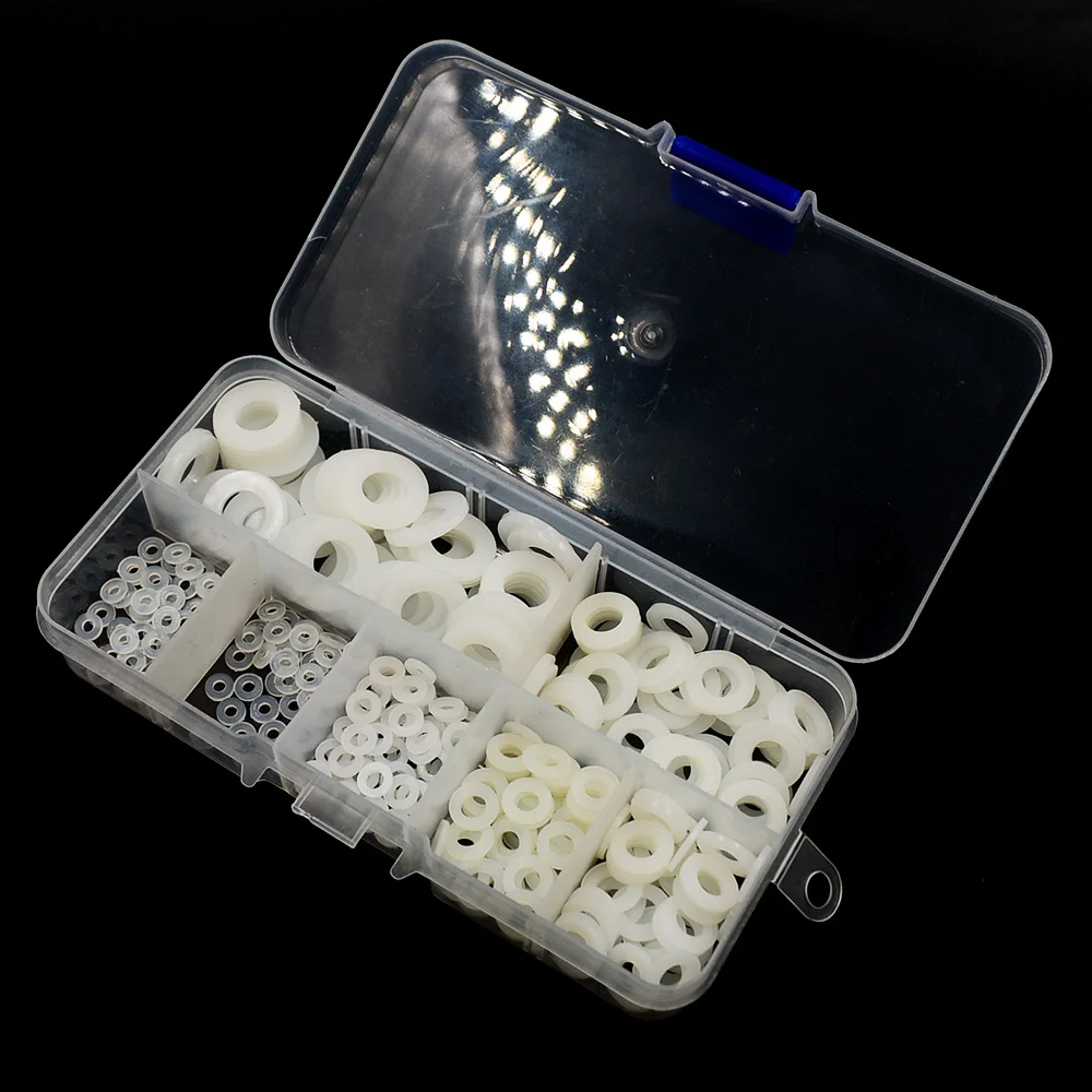 

350PCS 7 Sizes White Insulation Ring Nylon Flat Washer Gasket Assortment Kit M2 M2.5 M3 M4 M5 M6 M8 Home Improvement