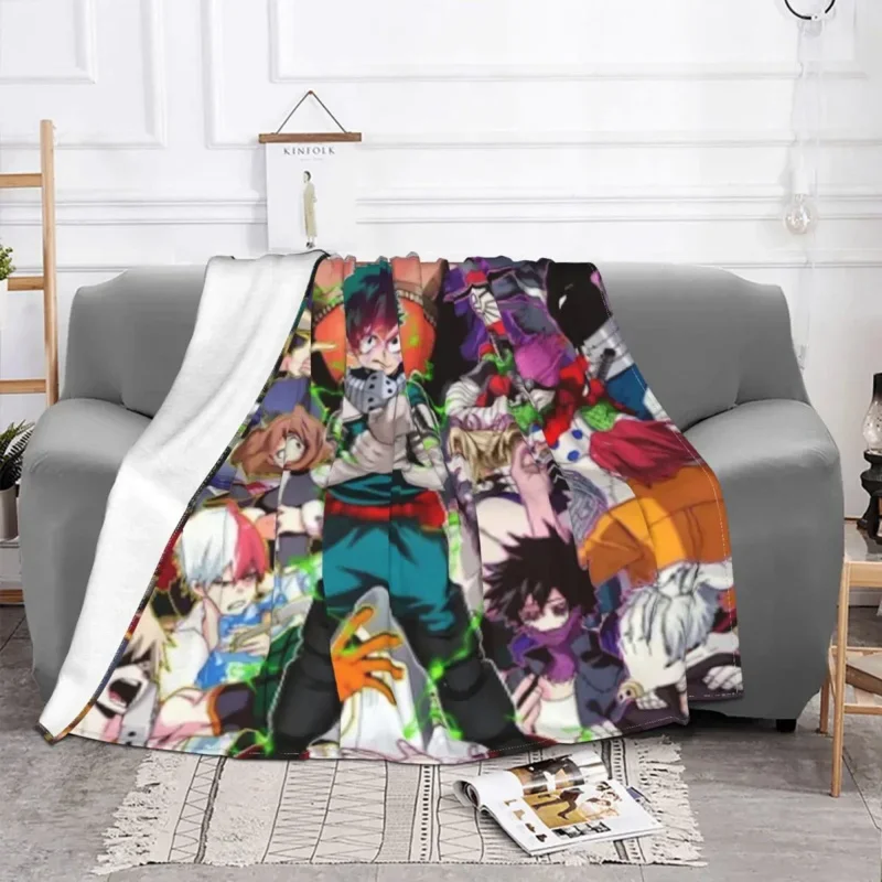 

My Hero Academia Fleece Spring Autumn Manga Portable Super Warm Throw Blankets For Sofa Car Rug Piece