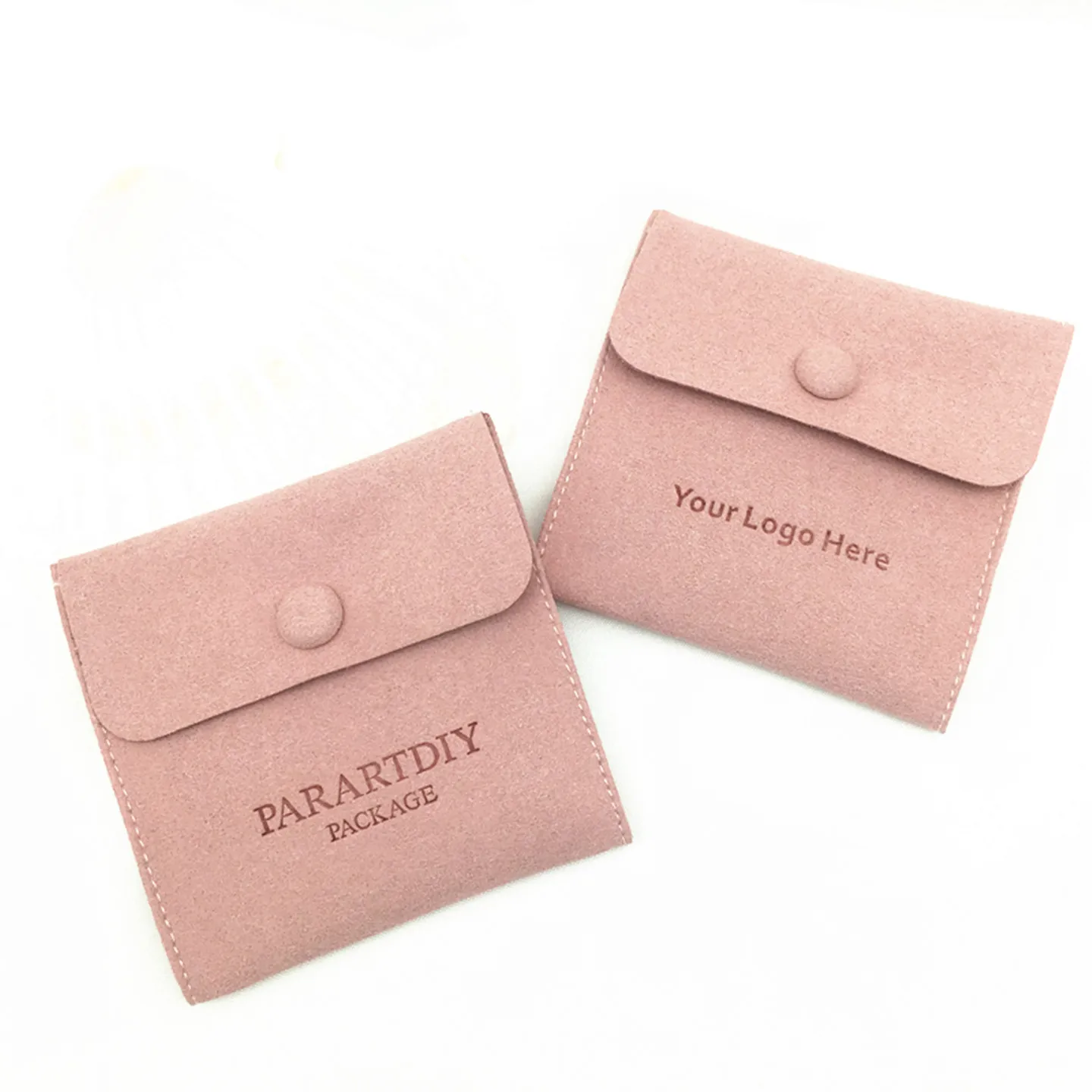 50 More colors personalized logo print jewelry pouch Snap button bags custom earrings packaging pouch Brooch ring gift bags