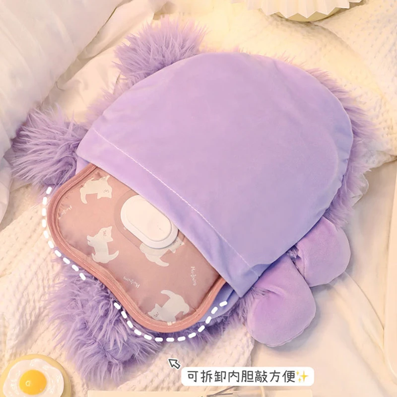 Kawaii перезаряжаемая Бутылка горячей воды в виде монстра Женский рукав горячая