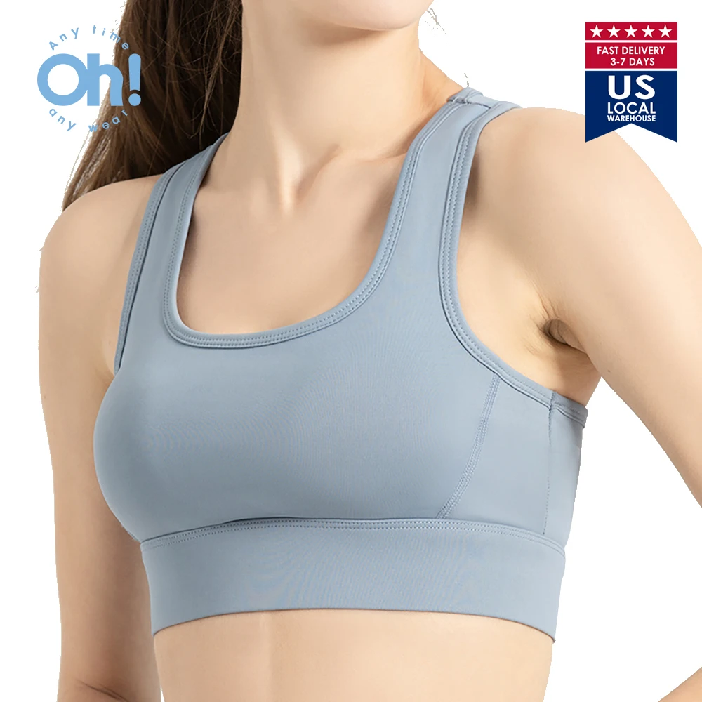 

US Stock OHYOGA Women Sports Bra Full Support Racerback Crop Tops Gym Sleeveless Underwear U-Tie Bra Padded Thin Strap Bralette