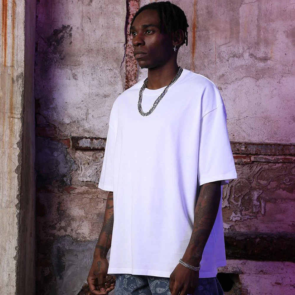 Свободная Мужская футболка с коротким рукавом и круглым вырезом 100% хлопок