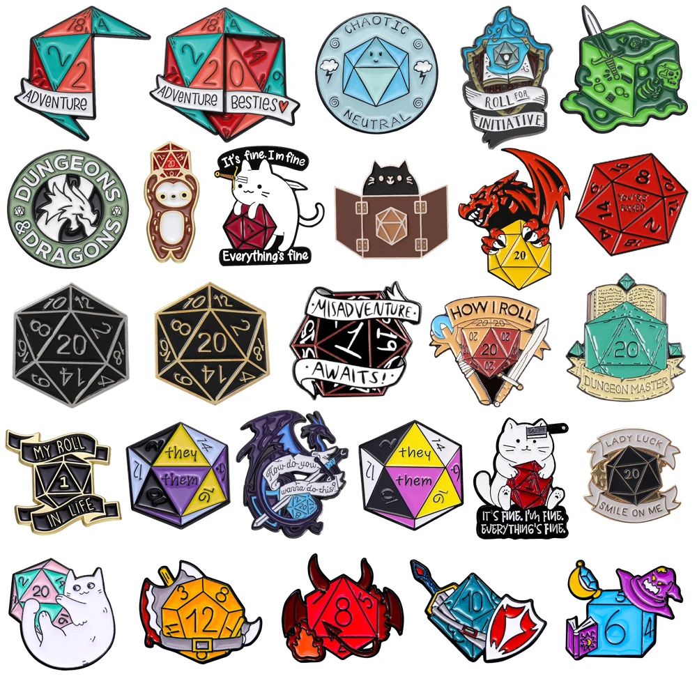 Металлическая брошь с мультяшными играми