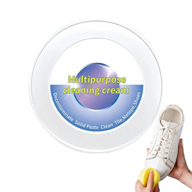 

White Shoes Cleaning Cream Multi-functional Shoe Cleaner Stain Removal Cream With Sponge Shoe Cleaner For White Shoes Sneakers