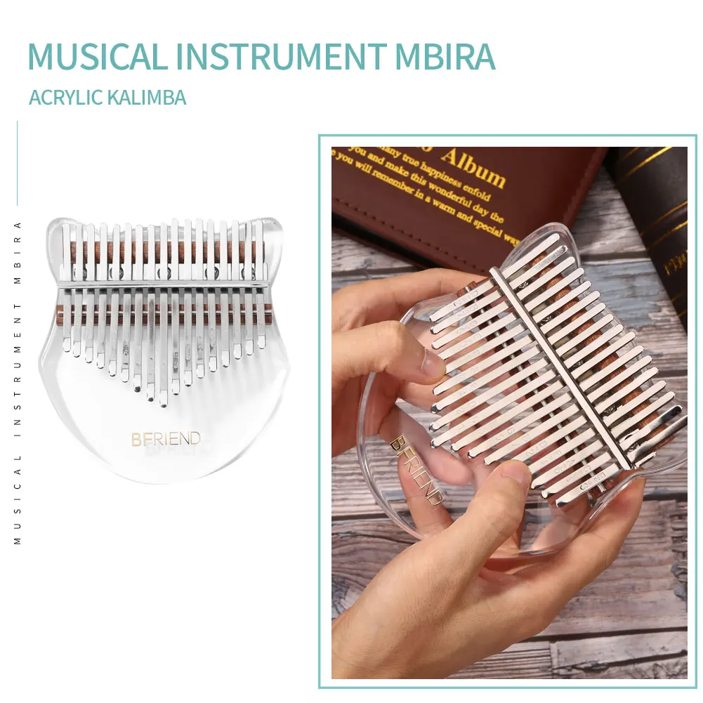 

Музыкальный инструмент большой палец пианино Mbira 17 клавиш Хрустальный акриловый калимба музыкальные любители игры Аксессуары для начинающ...
