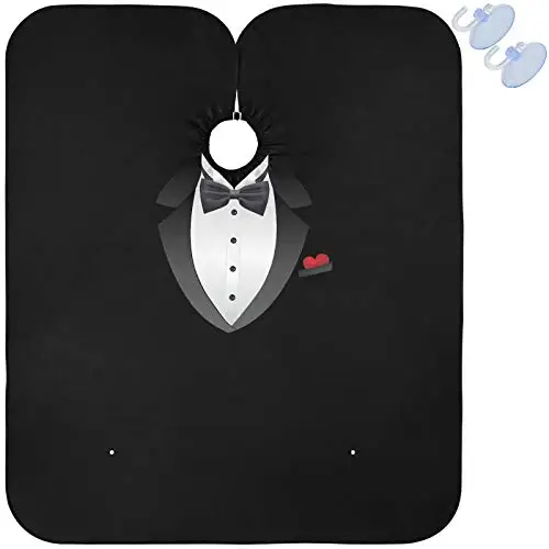 

Tuxedo With Bow Tie Barber Cape Hair Cutting Cape with Snap Closure Professional Salon Beard Shaving Bib Hairdressing Cape