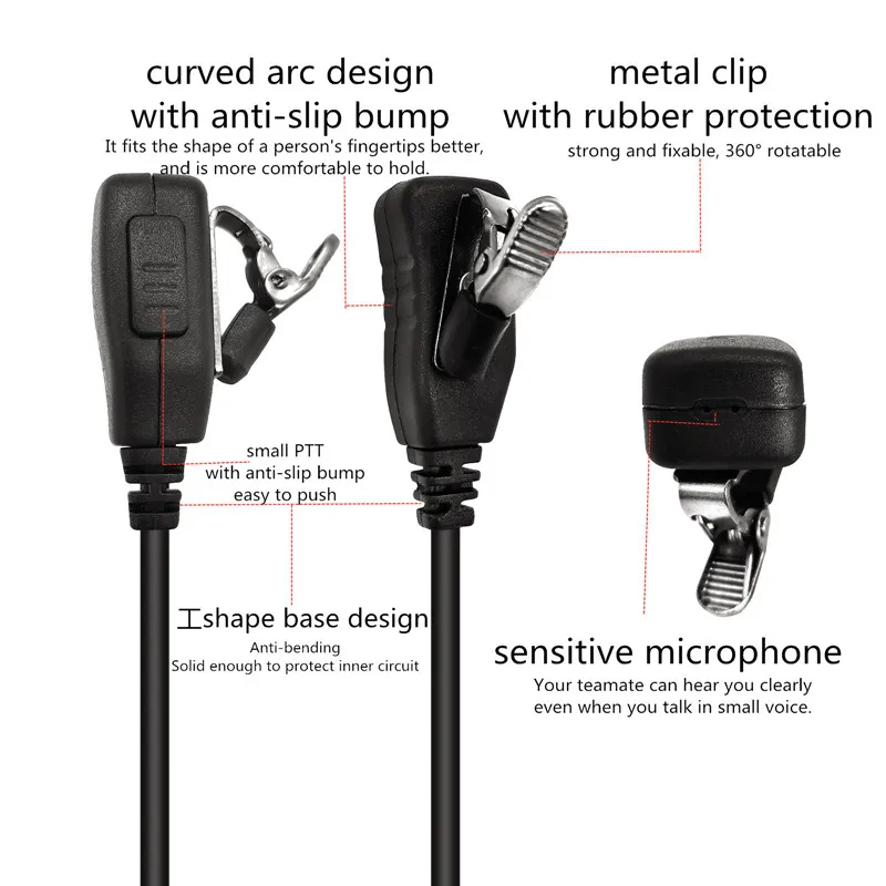 KUCL Walkie Walkie Accessories Earpiece for Sepura STP8000, STP8030, STP8035, STP8038 with Reinforced Cable Noise Canceling Mic