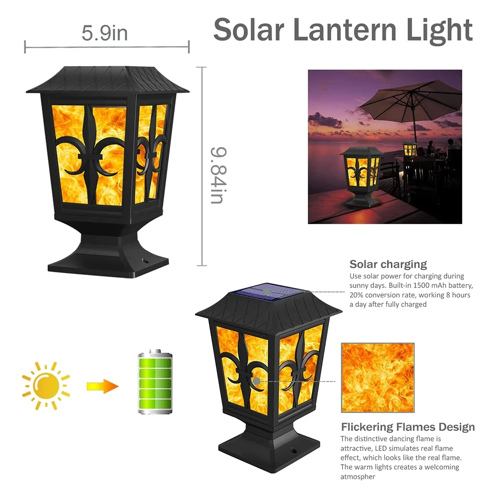 2 упаковки солнечных фонарей светодиодная лампа с мерцающим пламенем для