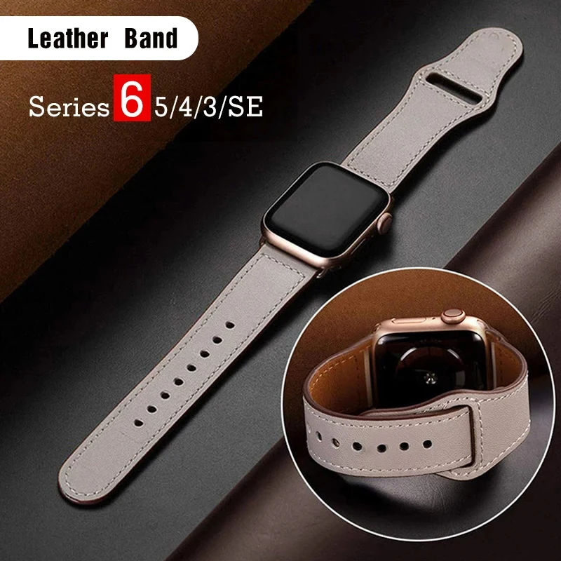 

Leather strap For Apple watch band 44mm 40mm 42mm 38mm correa 44 mm wrist watchband Accessories bracelet iWatch serie 3 4 5 6 se