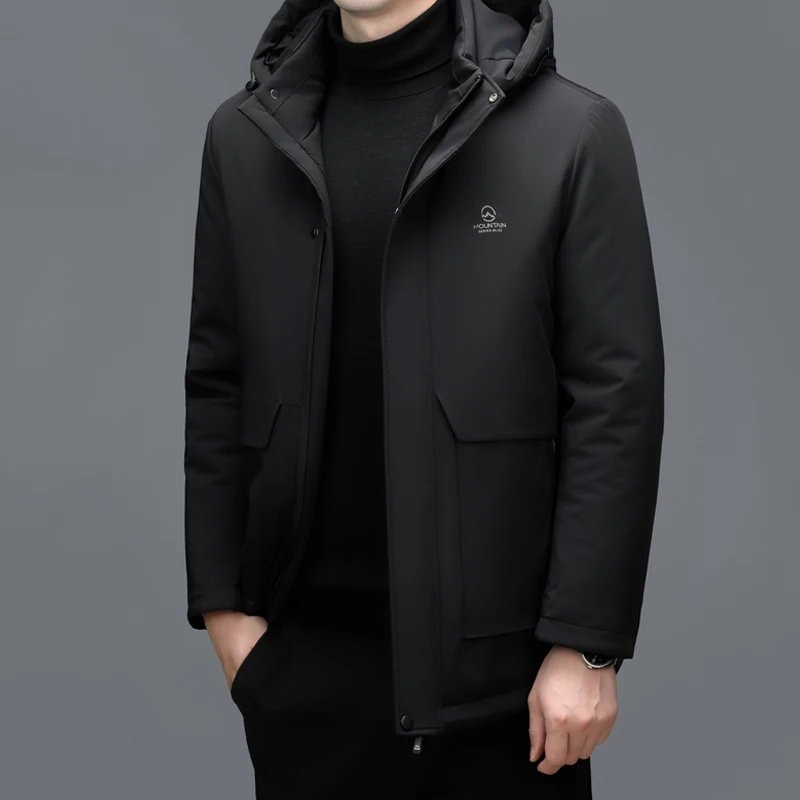 ZDT-04 Зимний мужской съемный повседневный пуховик средней длины утолщенное