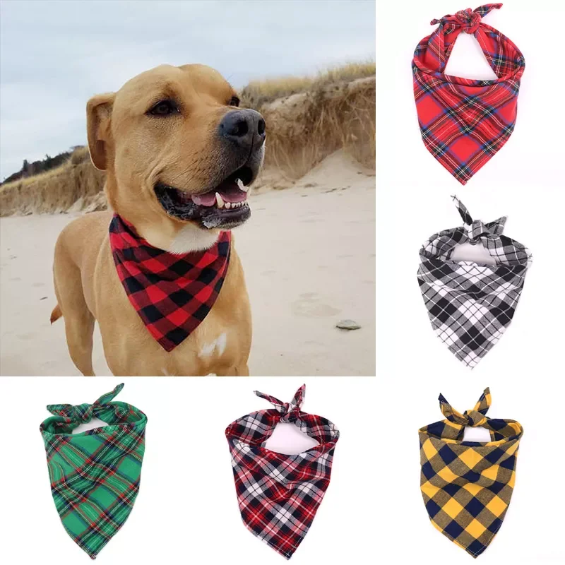

Pet Dog Bandana Classic Red Black Plaid Bow ties Cat Puppy Kerchief Pet Neckerchief Scarf Dog Saliva Towel Dog Accessories