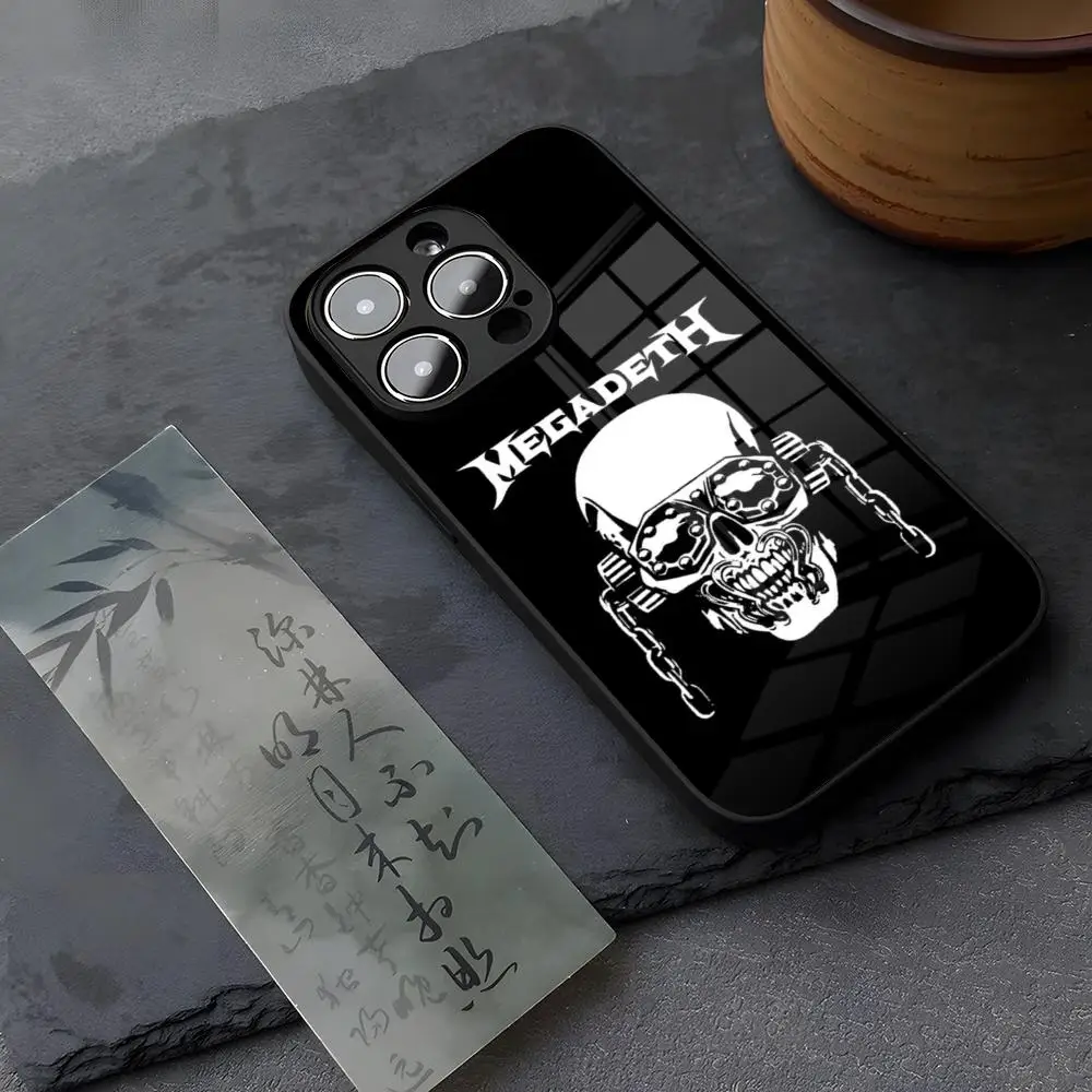 Чехол для телефона Rock Megadeth Music из закаленного стекла IPhone 14 15 16 13 12 11 Pro XS Max Plus Mini X XR 8