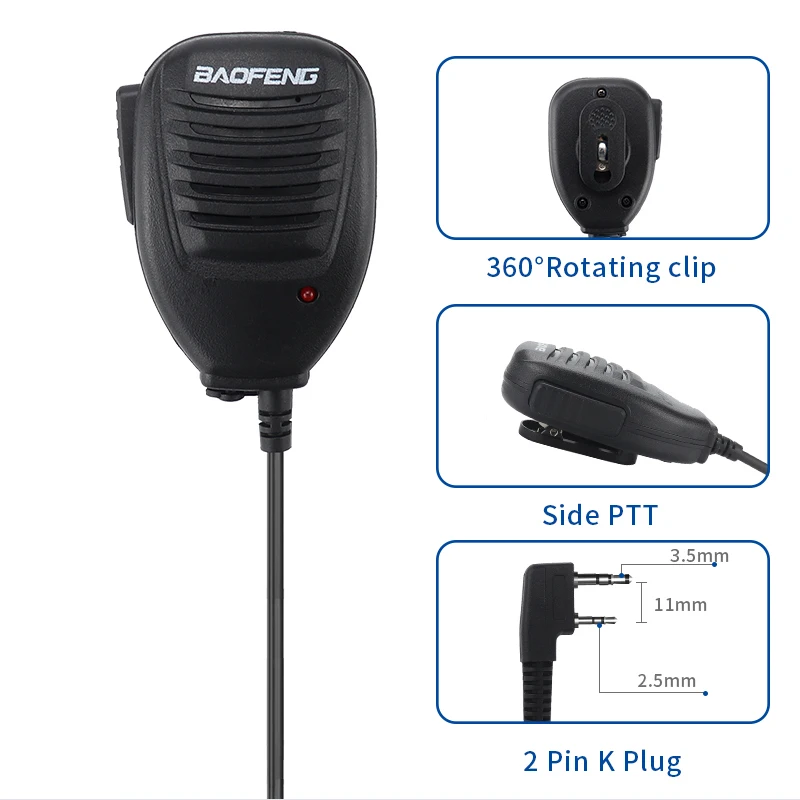 

Портативная рация BAOFENG 888S 777S UV82, черная Портативная радиостанция с 2-контактным микрофоном