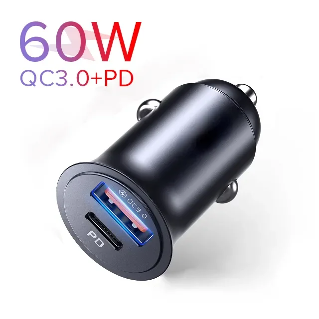 

60W USB Car Charger 5A Type C PD QC Fast Charging Phone Adapter 13 12 11 Pro Max 8 S21 S20 S10 S9