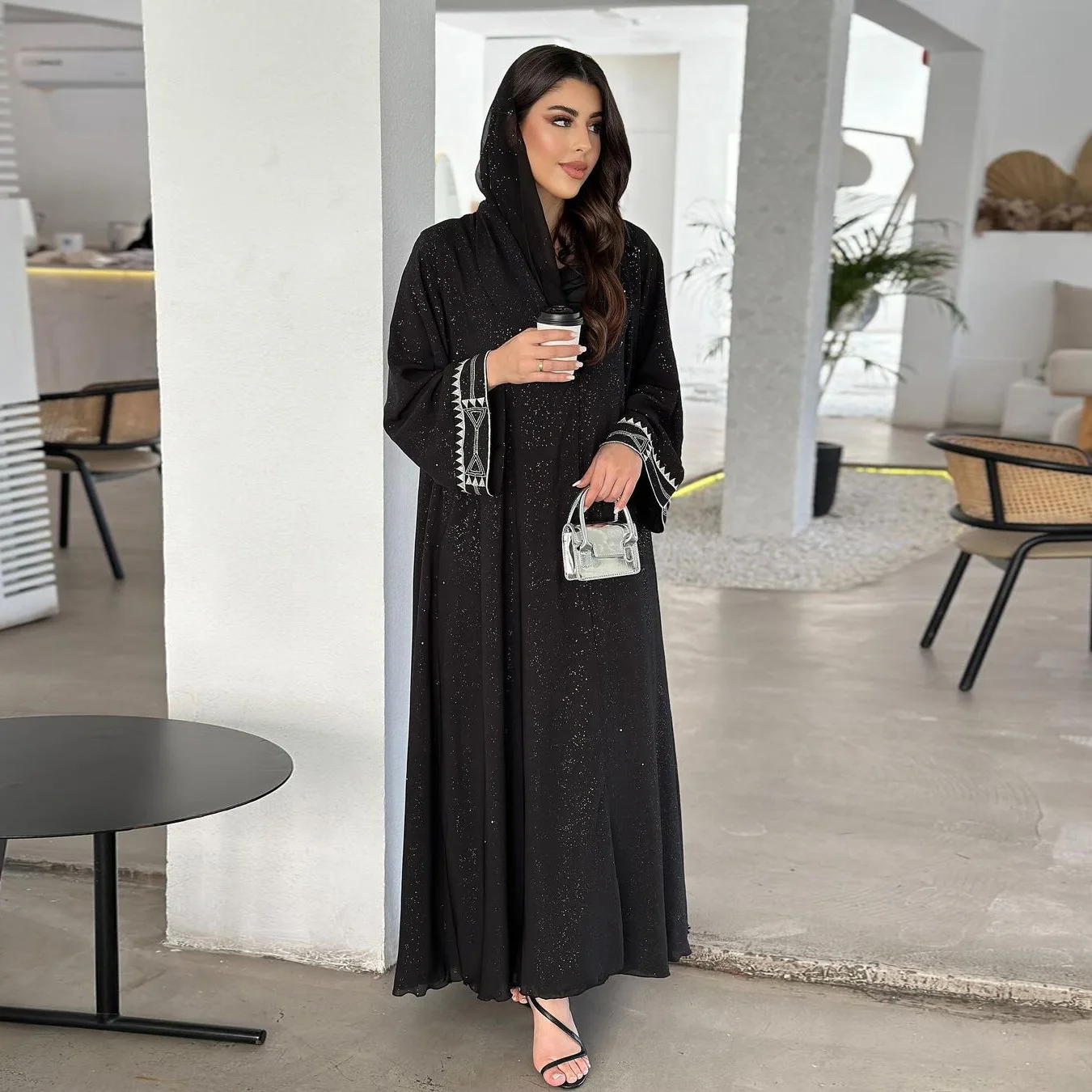 Женское платье с вышивкой Дубай Abaya открытое кимоно кардиган Рамадан кафтан