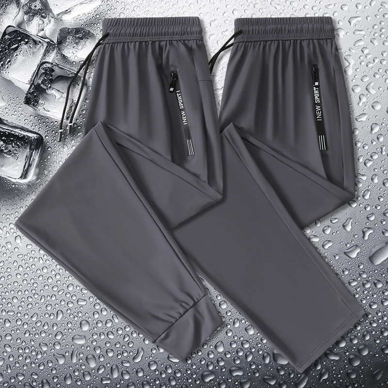 

Брюки мужские из вискозы, эластичные штаны на молнии, повседневные, лето