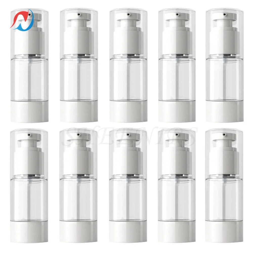 

10pcs 15ml 0.5oz Empty Refillable Lotion Airless bottle Cosmetic Sub-bottling Airless Bottle Travel Portable Skin Care Storage