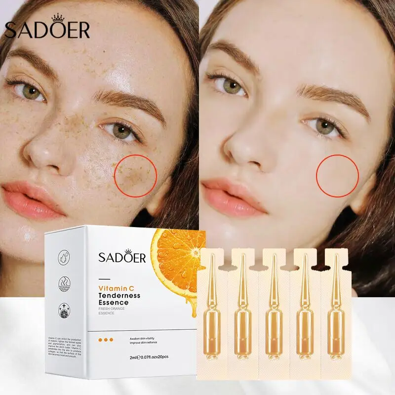 

20pcs Vitamin C Whitening Freckle Face Serum Portable Remove Dark Spot Essence Moisturizing Brighten Anti-Aging Facial Skin Care