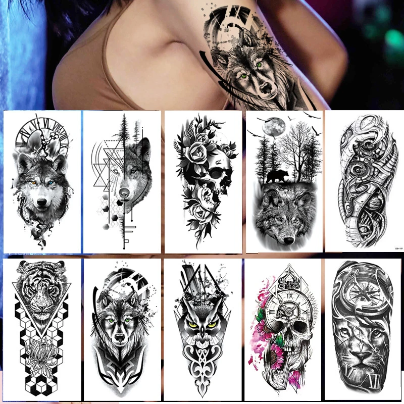 100 шт. водостойкие временные наклейки-татуировки в виде цветов оптом змея Роза