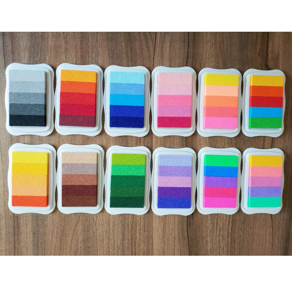 

Finger Ink Stamp Diy Craft Gradient Color Ink Pads Birth Footprint Stamps Gift for Scrapbooking Paper Making ( )