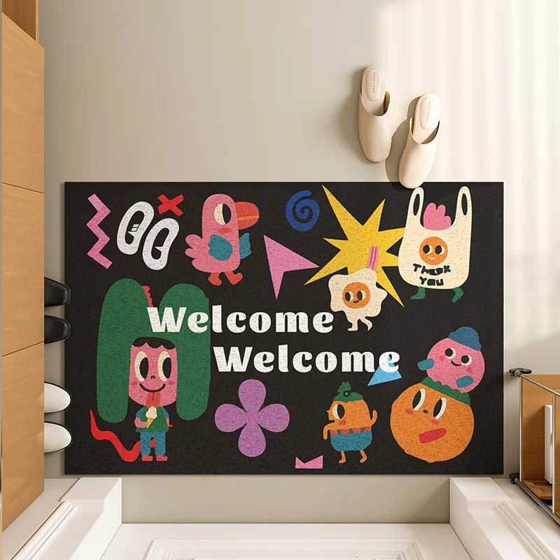 

Non-Slip Cartoon Doormat Carpet Home PVC Silk Loop Floor Entrance Mats Cats Dog Carpet Living Room Bedroom Bathroom Door Mats