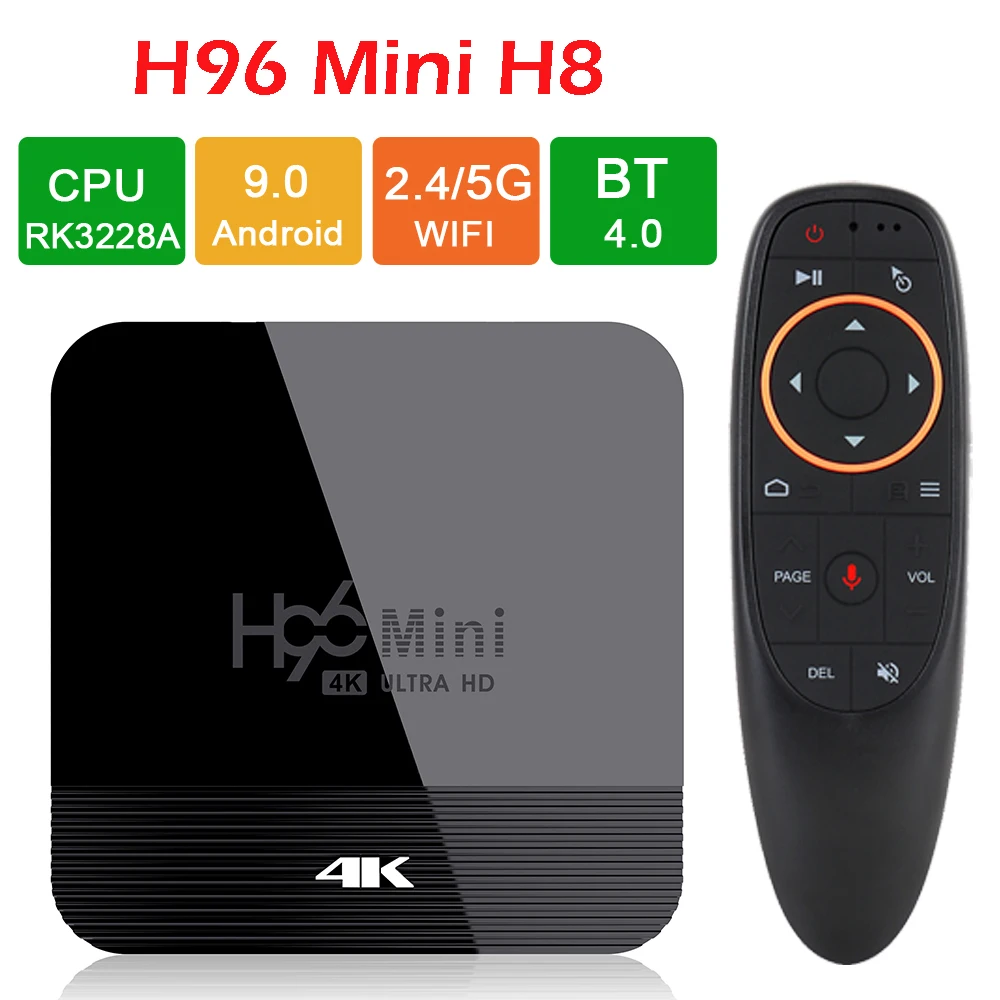 ТВ-приставка H96 mini H8 на Android 9 0 Смарт RK3228A с поддержкой Wi-Fi 2 4/1080 ГГц 4K Bluetooth 4.0 - купить