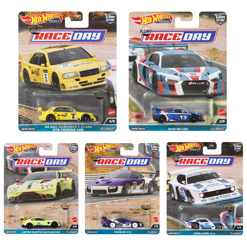 

Hot Wheels Premium Race Day ASTON MARTIN VANTAGE GTE/AMG C-CLASS DTM TOURING/AUDI R8 1/64 коллекция литых моделей автомобилей FPY86