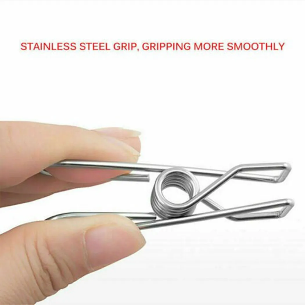 

50Pcs Stainless Steel Clothes Pegs Washing Line Hanger Photos Hanging Clip Set Clothes Pegs Home Cleaning Supplies