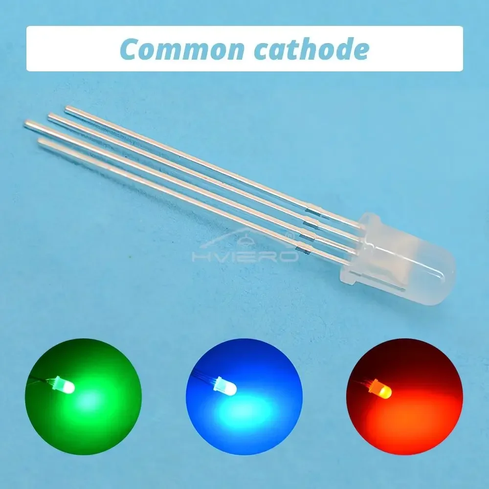 

10 шт. мин. 5 мм круглый 4-контактный рассеянный RGB трехцветный общий катод красный зеленый синий излучающий диод светодиодная лампа накаливания многоцелевой