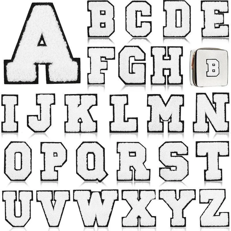 

26PCS A-Z Chenille Letter Patches Iron on Letters Sew on Embroidered Repair Patch for Fabric Clothing Shirt Jeans Bag