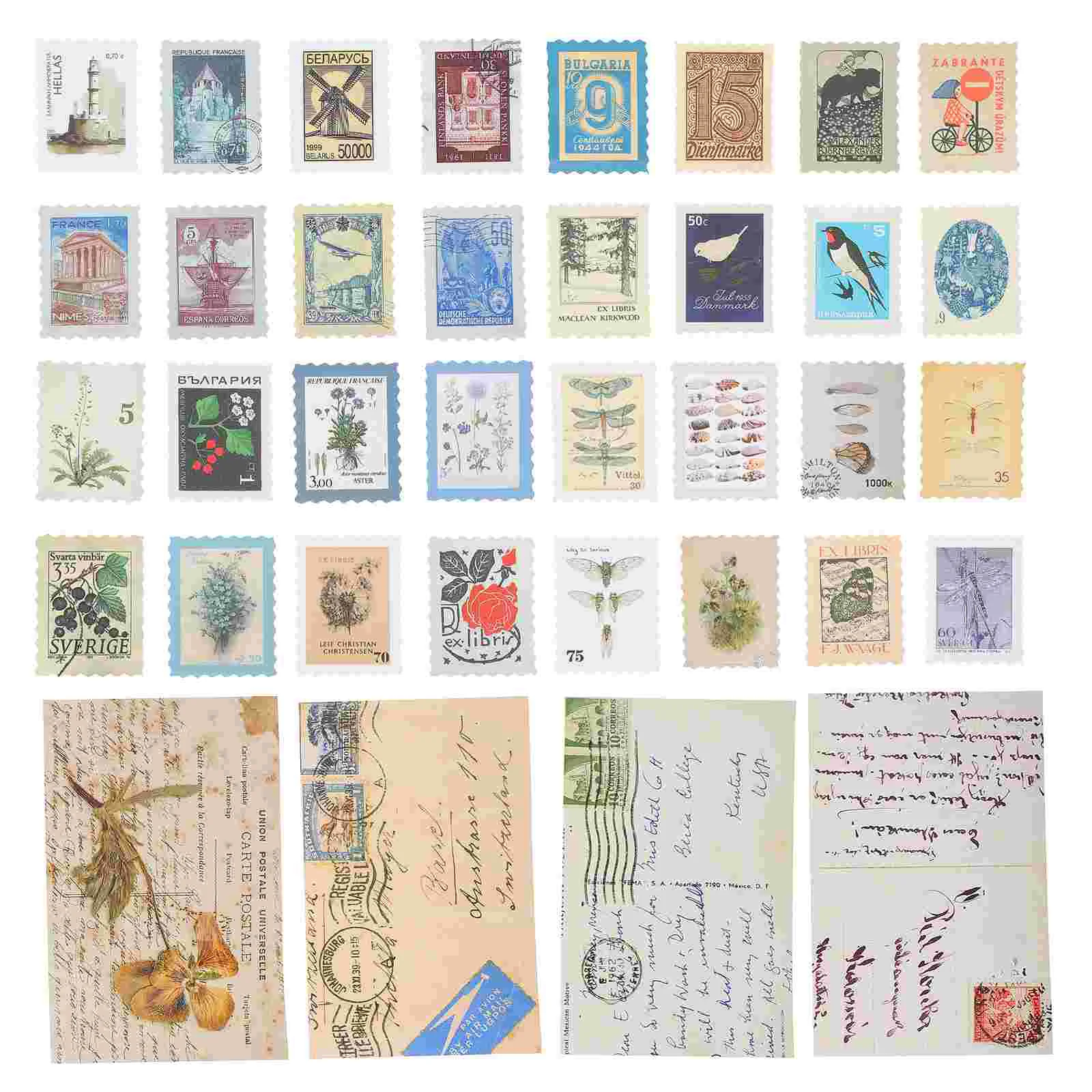 

Scrapbooking Paper Stickers Vintage Diy Stamp Retro Material Journaling Scrapbook Sticker Journal Supplies Sheets Patches