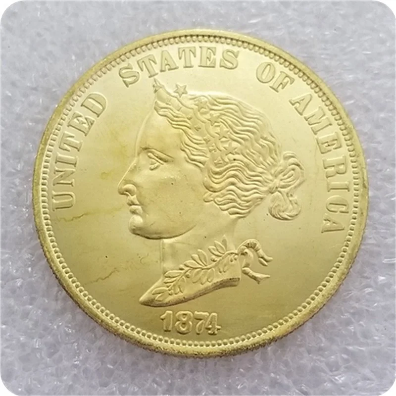 

American 1874 Brass Gold-plated Commemorative Collectible Coin Gift Lucky Challenge Coin
