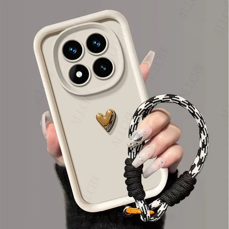 Чехол для Xiaomi 17T Pro  Xiaomi 15T Pro  Xiaomi 15T с 3D-дизайном «Золотая любовь» и ремешком на руку, задняя крышка (art.: 3920db88d2e18) - 3920db88d2e18