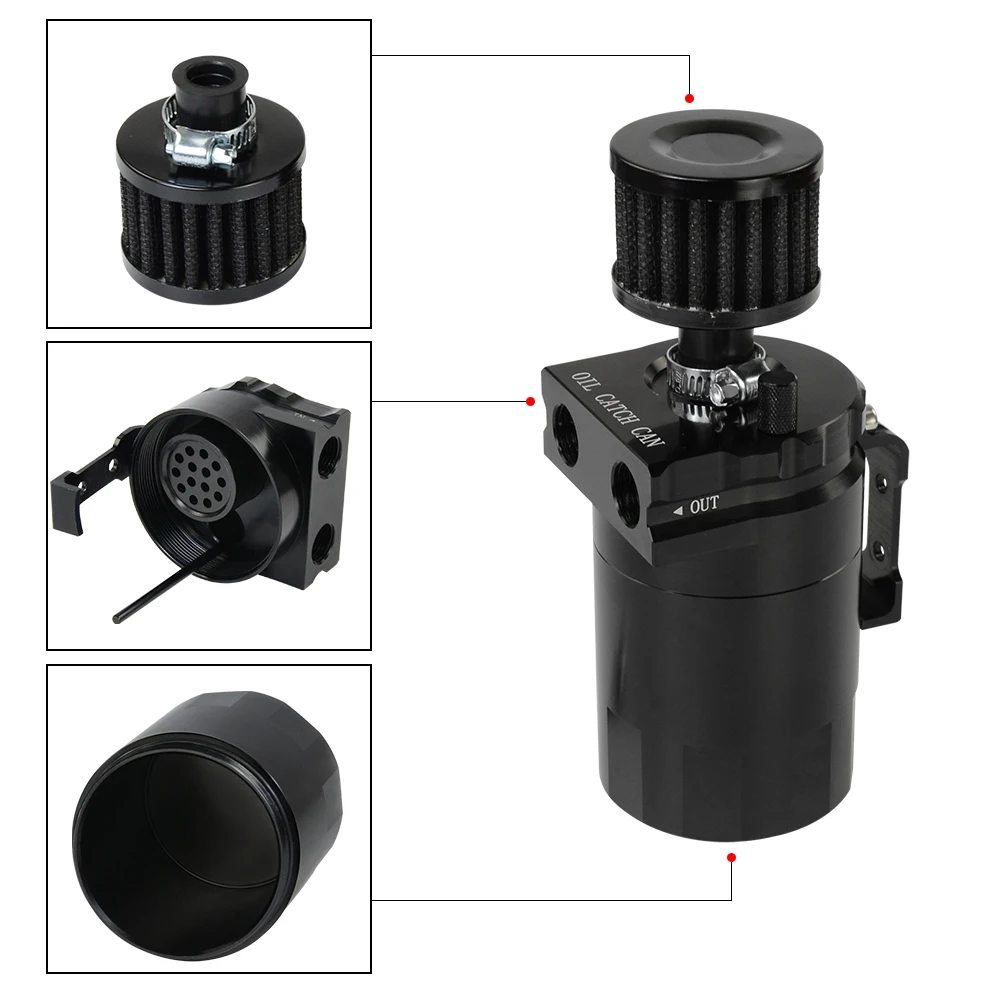 

Oil Catch Can Universal Fuel Tank for Racing Car Aluminum Oil Reservoir Tank