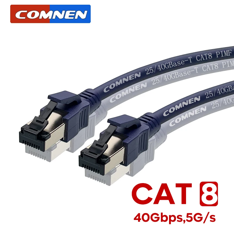 Ethernet-кабель COMNEN CAT8, Сеть Rj45, короткий, 0,2-10 м, Lan, высокоскоростной, 40 Гбит/с, 2000 МГц, SSTP rj45 Cat8, высокопоточный для маршрутизатора Ps5/4/3