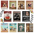 Рисунок на холсте с изображением собаки, бульдога, щенка