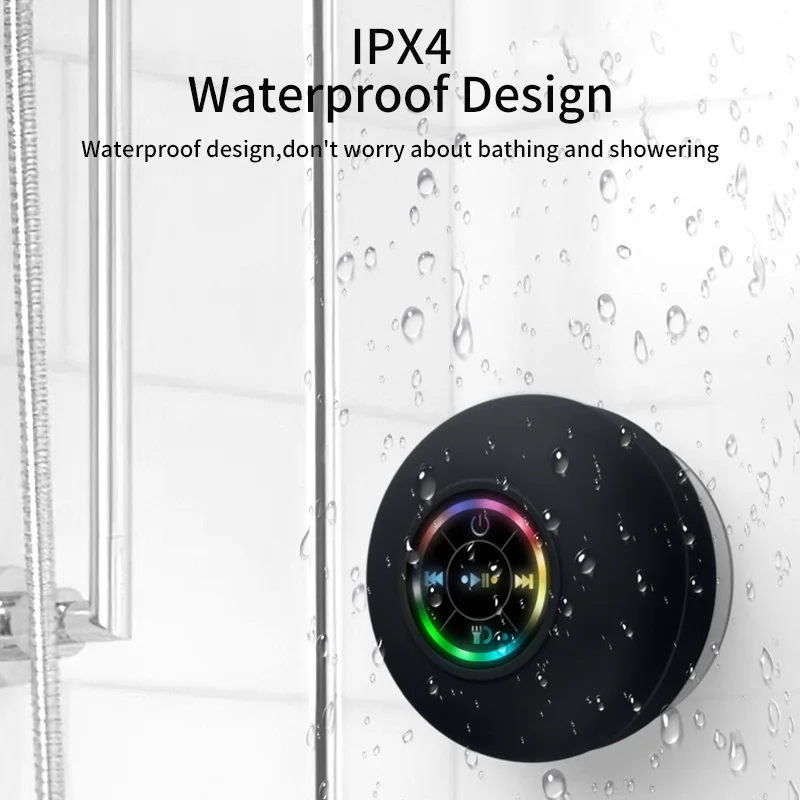 LED Wireless Bluetooth Speaker Hands Free Waterproof Car Bathroom Office Beach Stereo Subwoofer Music Loudspeaker With Suction |
