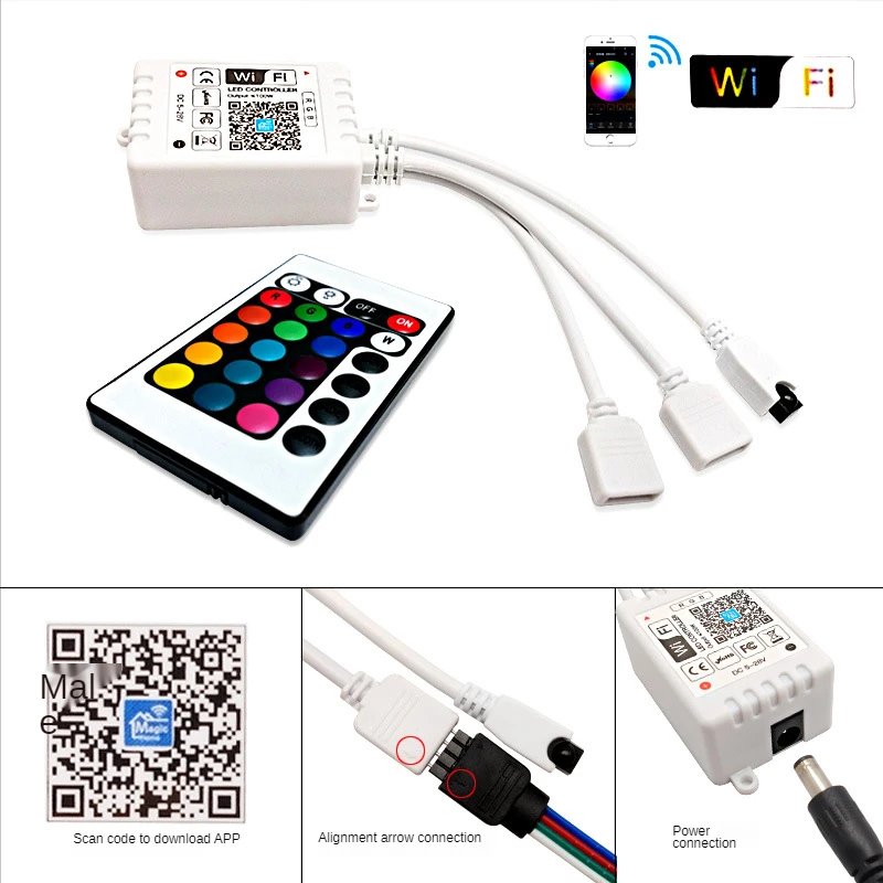 

24Keys LED RGB Controller DC12V IR Remote Dimmer Controller for SMD 5050 RGB LED Strip Lights IR Remote Control Box with Battery